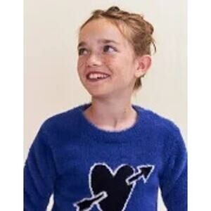 Ikks Girls Electric Blue Arrow Through Heart Fluffy Sweater size 14